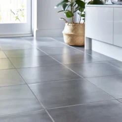 GoodHome Carrelage Sol Pour Pièce À Vivre|Carrelage Mural Effet Béton<Carrelage sol anthracite effet béton L.42,6 x l.42,6 cm x ép.7,4 mm, Konkrete