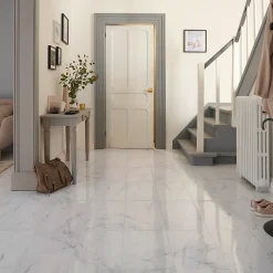 GoodHome Carrelage sol blanc 30 x 60 cm Elegance Marble- Carrelage Mural Pour Pièce À Vivre|Carrelage Mural Effet Marbre