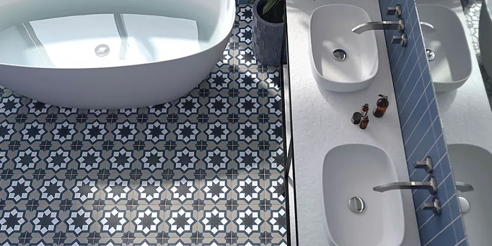 Reflex Boutique Carrelage sol effet carreaux de ciment Classico capri cold 20x20 cm - Réflex boutique- Carrelage Sol Effet Carreaux De Ciment
