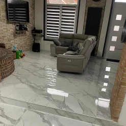 Rentside Carrelage Sol Pour Pièce À Vivre|Carrelage Sol Effet Marbre<Carrelage sol effet marbre brillant blanc l.120 x L.60 cm Calacatta