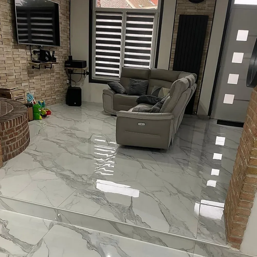 Rentside Carrelage Sol Pour Pièce À Vivre|Carrelage Sol Effet Marbre<Carrelage sol effet marbre brillant blanc l.120 x L.60 cm Calacatta