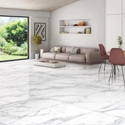 Rentside Carrelage Sol Pour Pièce À Vivre|Carrelage Sol Effet Marbre<Carrelage sol effet marbre brillant blanc l.120 x L.60 cm Calacatta