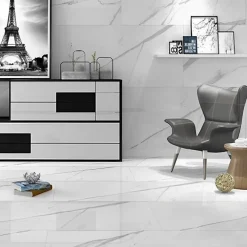 Rentside Carrelage Sol Effet Marbre<Carrelage sol effet marbre brillant blanc l.120 x L.60 cm Statuario