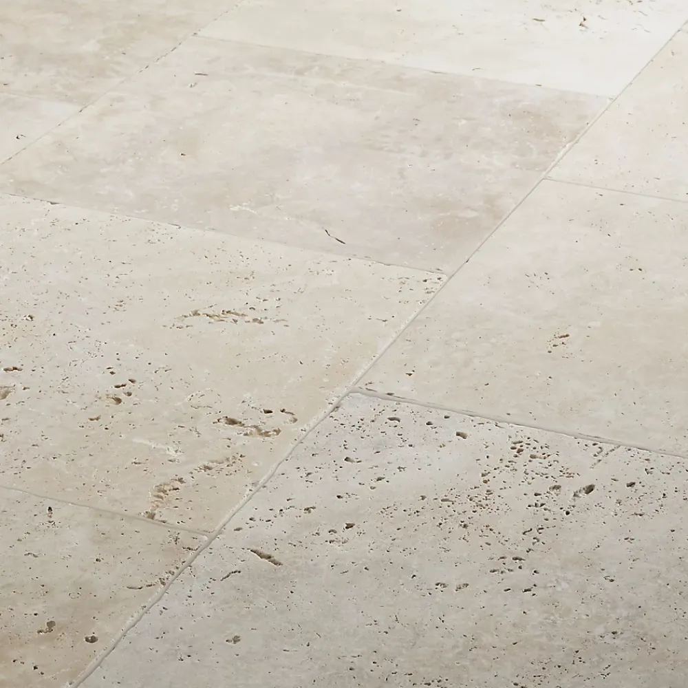 GoodHome Travertin<Carrelage sol et mur beige 40 x 40 cm Travertino pierre naturelle