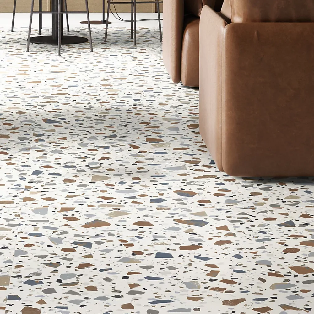 Carrelage Sol Effet Terrazzo|Carrelage Mural Effet Terrazzo<Carrelage sol et mur blanc mat Trend-Deco 90 x 90 cm