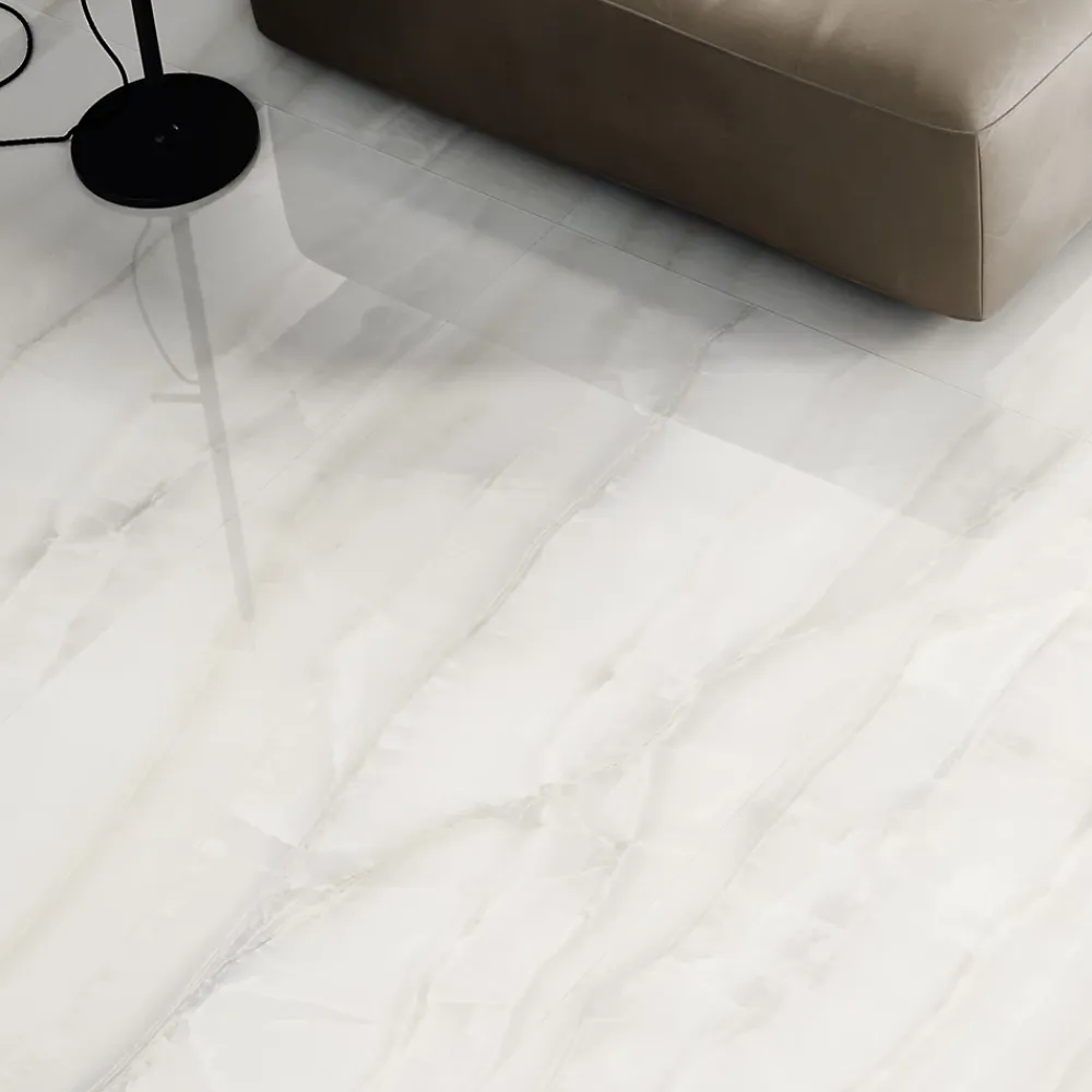Carrelage sol et mur blanc brillant Onyx 90 x 180 cm- Carrelage Mural Pour Pièce À Vivre|Carrelage Sol Effet Marbre
