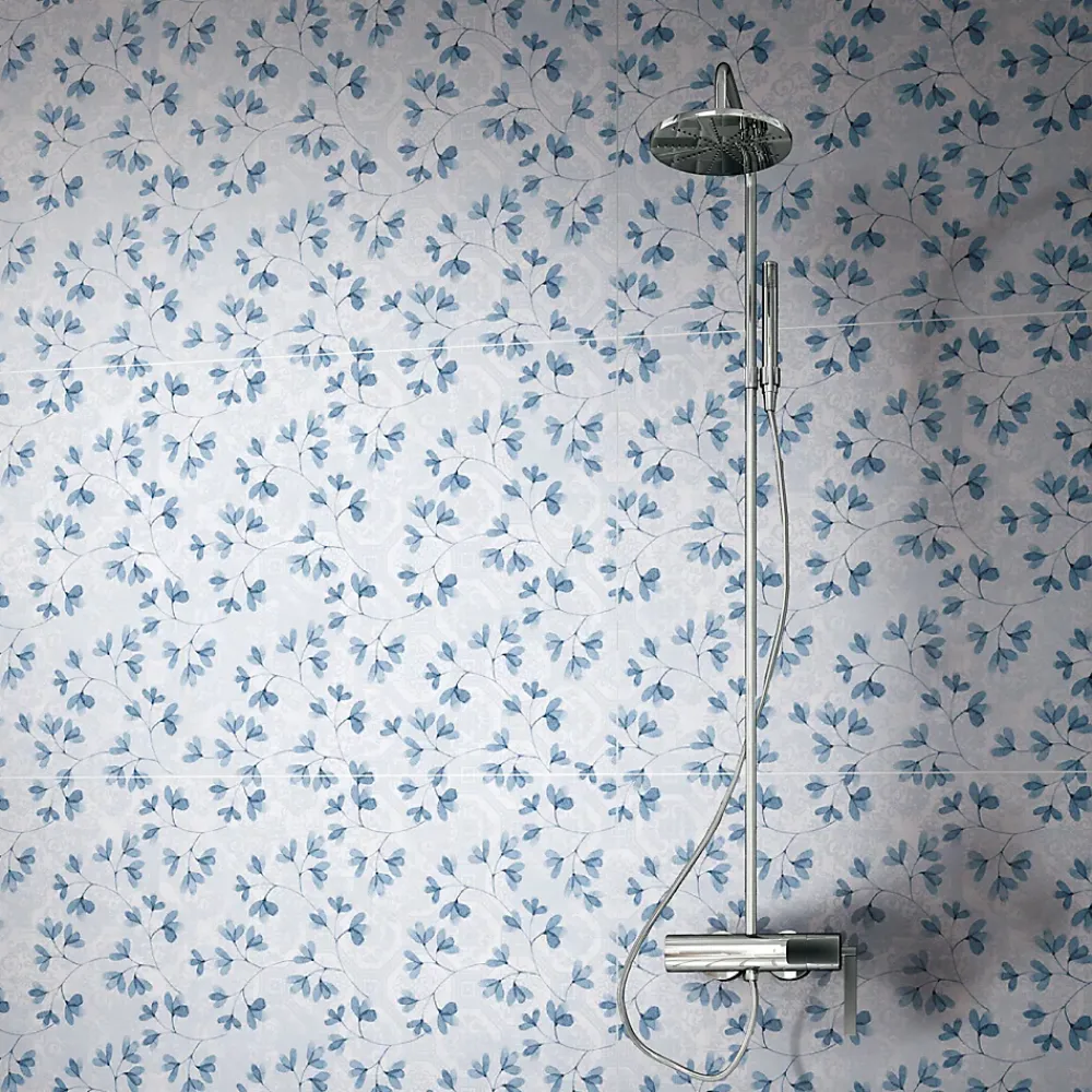 Carrelage Sol Avec Motif|Carrelage Mural Avec Motif<Carrelage sol et mur bleu Floral 60 x 120 cm