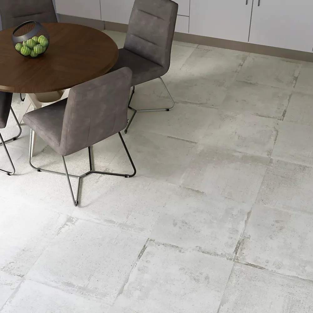 Carrelage sol et mur Detroit blanc 60 x 60 cm- Carrelage Mural Effet Béton|Carrelage Mural Pour Salle De Bains