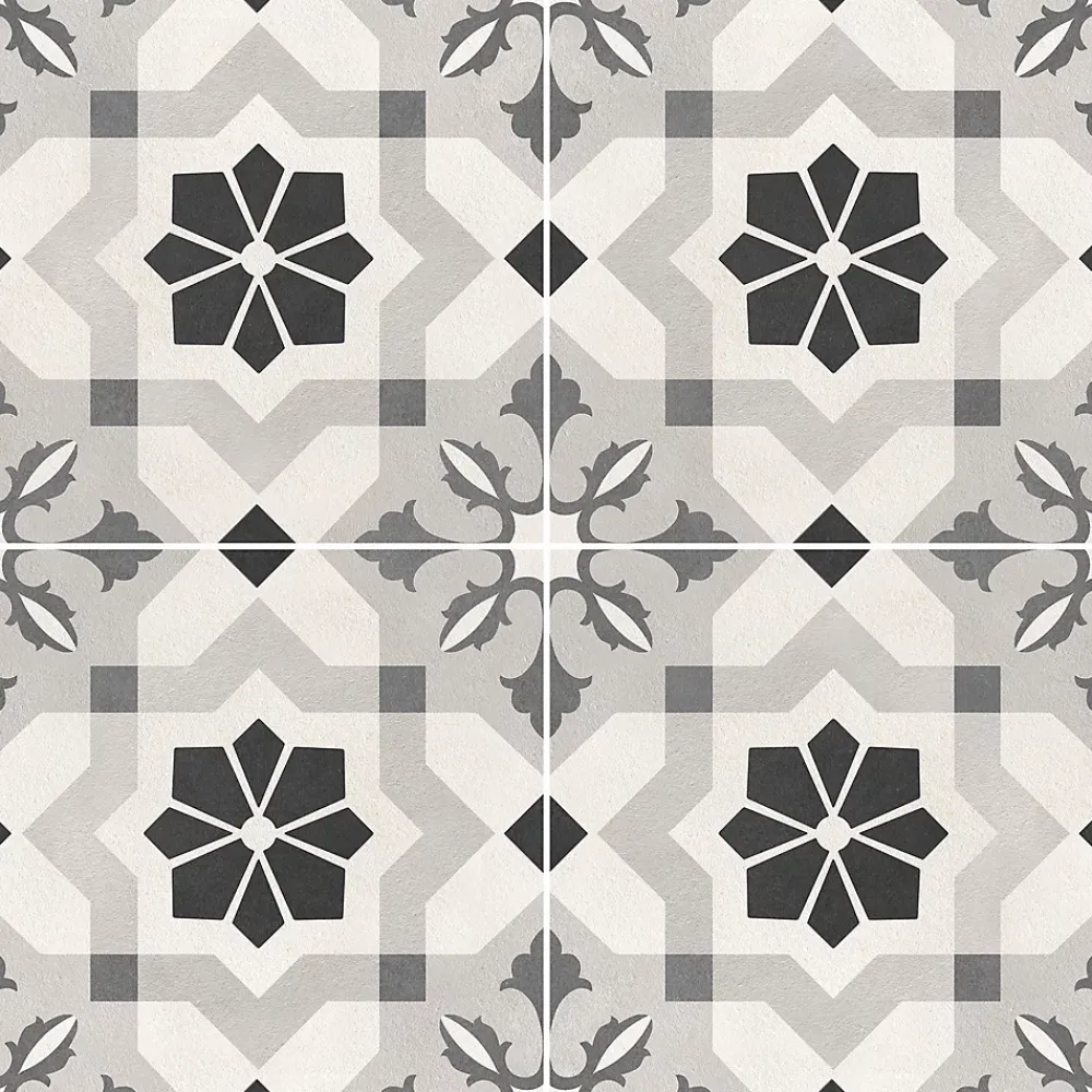 Mykonos Carrelage Mural Effet Carreaux De Ciment|Carrelage Sol Effet Carreaux De Ciment<Carrelage sol et mur effet carreaux de ciment tons gris L.45 x l.45 cm x ép.9,5 mm, Mediterranea Menorca
