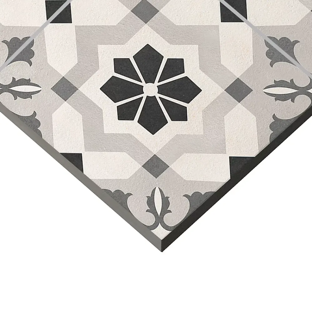 Mykonos Carrelage Mural Effet Carreaux De Ciment|Carrelage Sol Effet Carreaux De Ciment<Carrelage sol et mur effet carreaux de ciment tons gris L.45 x l.45 cm x ép.9,5 mm, Mediterranea Menorca