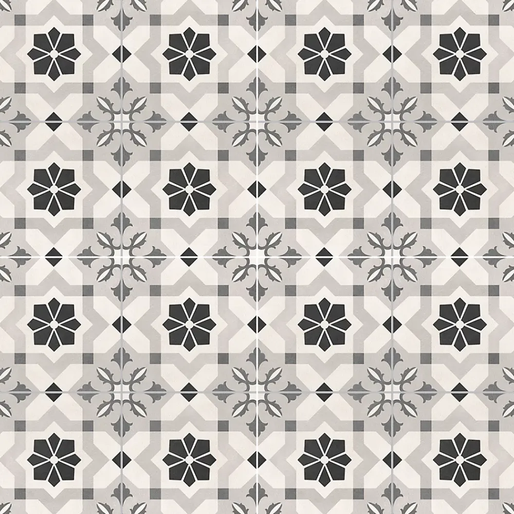Mykonos Carrelage Mural Effet Carreaux De Ciment|Carrelage Sol Effet Carreaux De Ciment<Carrelage sol et mur effet carreaux de ciment tons gris L.45 x l.45 cm x ép.9,5 mm, Mediterranea Menorca