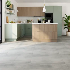 Carrelage sol et mur effet béton gris silver mat L.80 x l.80 cm x ép.9,8 mm, Abstract- Carrelage Mural Pour Cuisine|Carrelage Sol Pour Cuisine