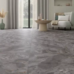 GoodHome Carrelage Mural Effet Marbre|Carrelage Sol Pour Pièce À Vivre<Carrelage sol et mur effet pierre gris mat L.60 x l.60 cm x ép.8,2 mm, Zerlina