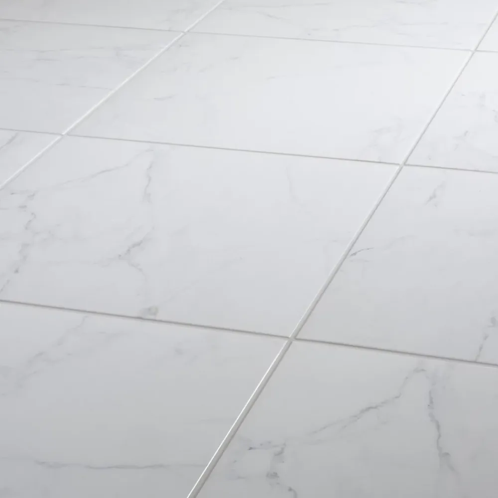 GoodHome Carrelage Mural Pour Salle De Bains|Carrelage Mural Effet Marbre<Carrelage sol et mur effet marbre blanc brillant L.45 x l.45 cm x ép.9,5 mm, Aruma