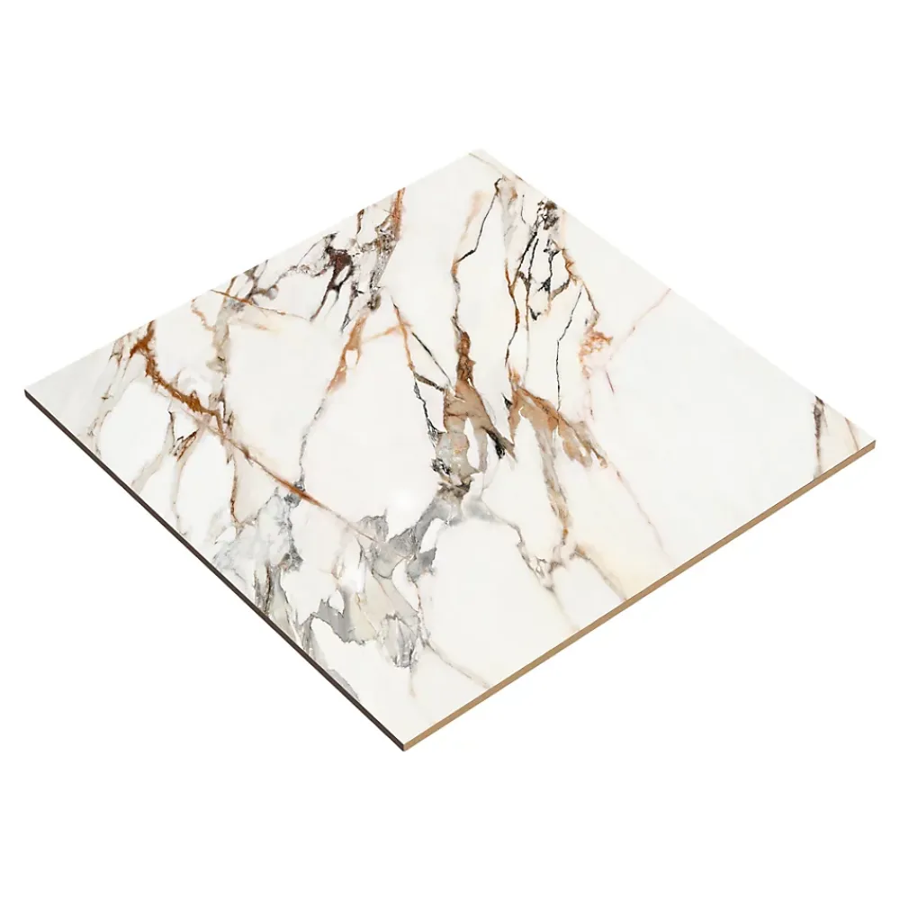 GoodHome Carrelage sol et mur effet marbre blanc et rouge brillant L.60,8 x l.60,8 cm x ép.8,5 mm, Aruma- Carrelage Mural Effet Marbre|Carrelage Mural Pour Salle De Bains