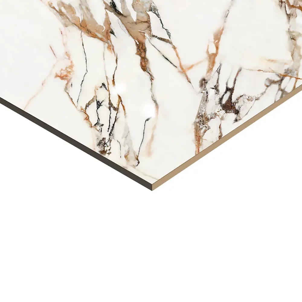 GoodHome Carrelage sol et mur effet marbre blanc et rouge brillant L.60,8 x l.60,8 cm x ép.8,5 mm, Aruma- Carrelage Mural Effet Marbre|Carrelage Mural Pour Salle De Bains