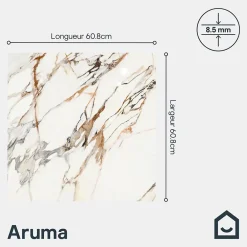 GoodHome Carrelage sol et mur effet marbre blanc et rouge brillant L.60,8 x l.60,8 cm x ép.8,5 mm, Aruma- Carrelage Mural Effet Marbre|Carrelage Mural Pour Salle De Bains
