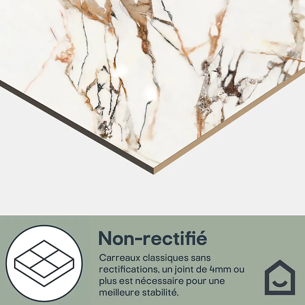 GoodHome Carrelage sol et mur effet marbre blanc et rouge brillant L.60,8 x l.60,8 cm x ép.8,5 mm, Aruma- Carrelage Mural Effet Marbre|Carrelage Mural Pour Salle De Bains
