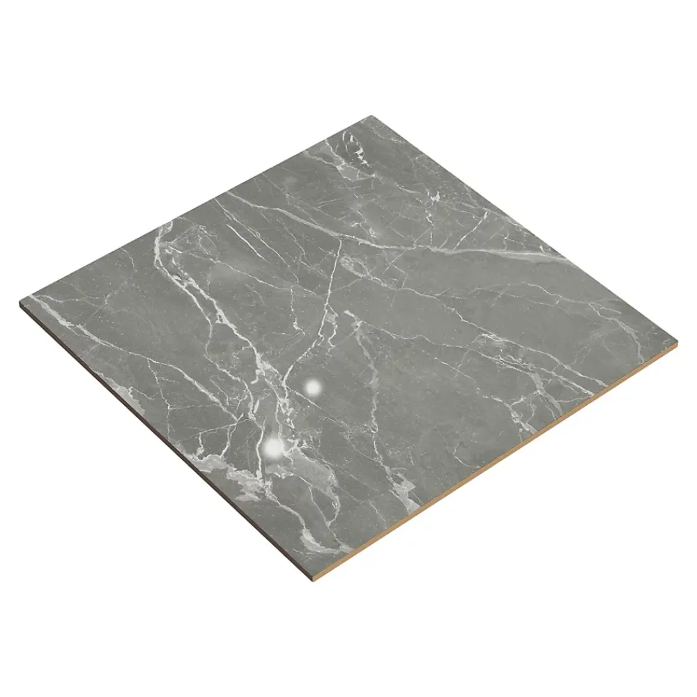 GoodHome Carrelage Mural Pour Douche|Carrelage Mural Pour Wc<Carrelage sol et mur effet marbre gris brillant L.60,8 x l.60,8 cm x ép.8,5 mm, Aruma