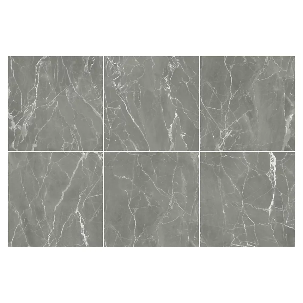 GoodHome Carrelage Mural Pour Douche|Carrelage Mural Pour Wc<Carrelage sol et mur effet marbre gris brillant L.60,8 x l.60,8 cm x ép.8,5 mm, Aruma