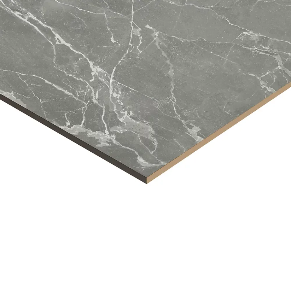 GoodHome Carrelage Mural Pour Douche|Carrelage Mural Pour Wc<Carrelage sol et mur effet marbre gris brillant L.60,8 x l.60,8 cm x ép.8,5 mm, Aruma