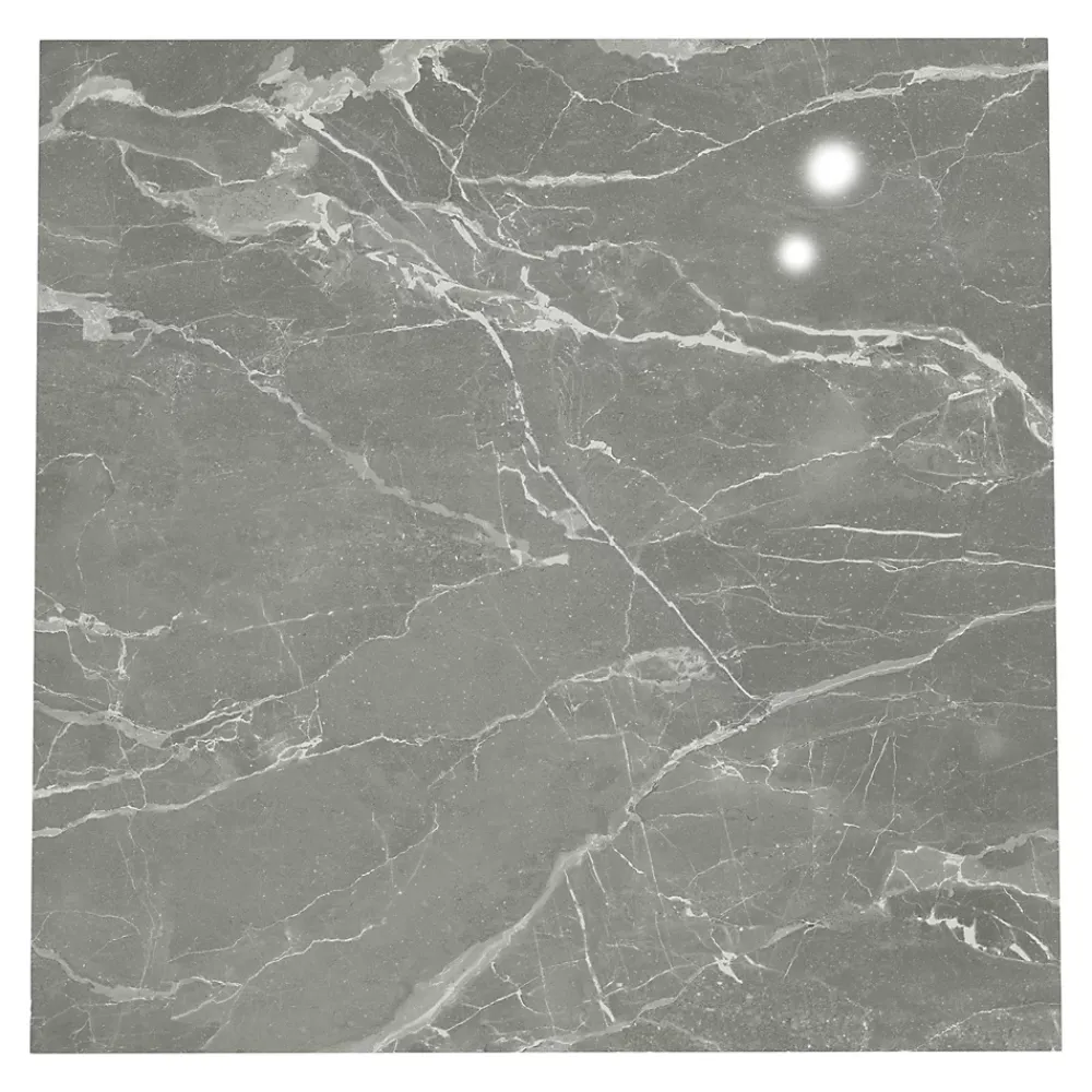 GoodHome Carrelage Mural Pour Douche|Carrelage Mural Pour Wc<Carrelage sol et mur effet marbre gris brillant L.60,8 x l.60,8 cm x ép.8,5 mm, Aruma