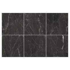 GoodHome Carrelage Mural Pour Douche|Carrelage Mural Pour Wc<Carrelage sol et mur effet marbre anthracite brillant L.60,8 x l.60,8 cm x ép.8,5 mm, Aruma