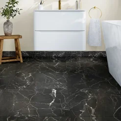 GoodHome Carrelage Mural Pour Douche|Carrelage Mural Pour Wc<Carrelage sol et mur effet marbre anthracite brillant L.60,8 x l.60,8 cm x ép.8,5 mm, Aruma