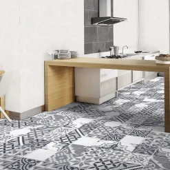 Carrelage Mural Effet Carreaux De Ciment|Carrelage Mural Pour Cuisine<Carrelage sol et mur effet carreaux de ciment tons gris L.45 x l.45 cm x ép. 8,5 mm, Delicati
