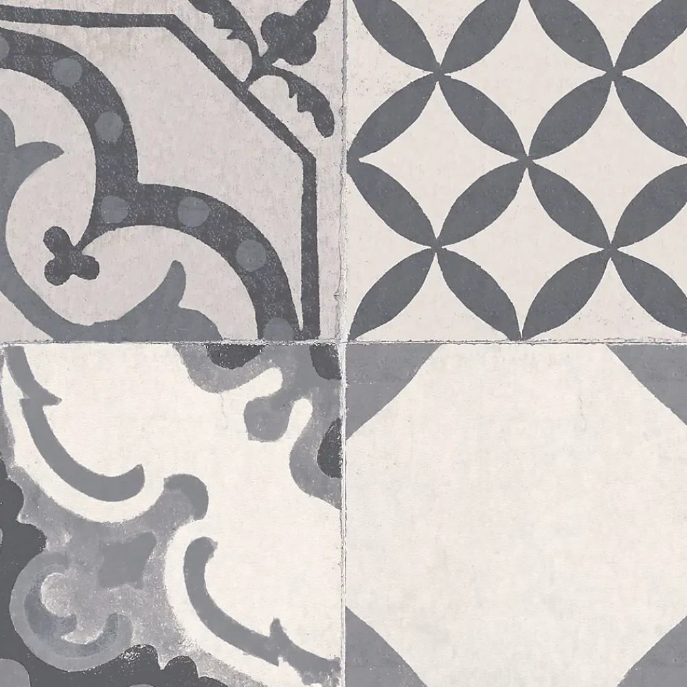 Carrelage Mural Effet Carreaux De Ciment|Carrelage Mural Pour Cuisine<Carrelage sol et mur effet carreaux de ciment tons gris L.45 x l.45 cm x ép. 8,5 mm, Delicati
