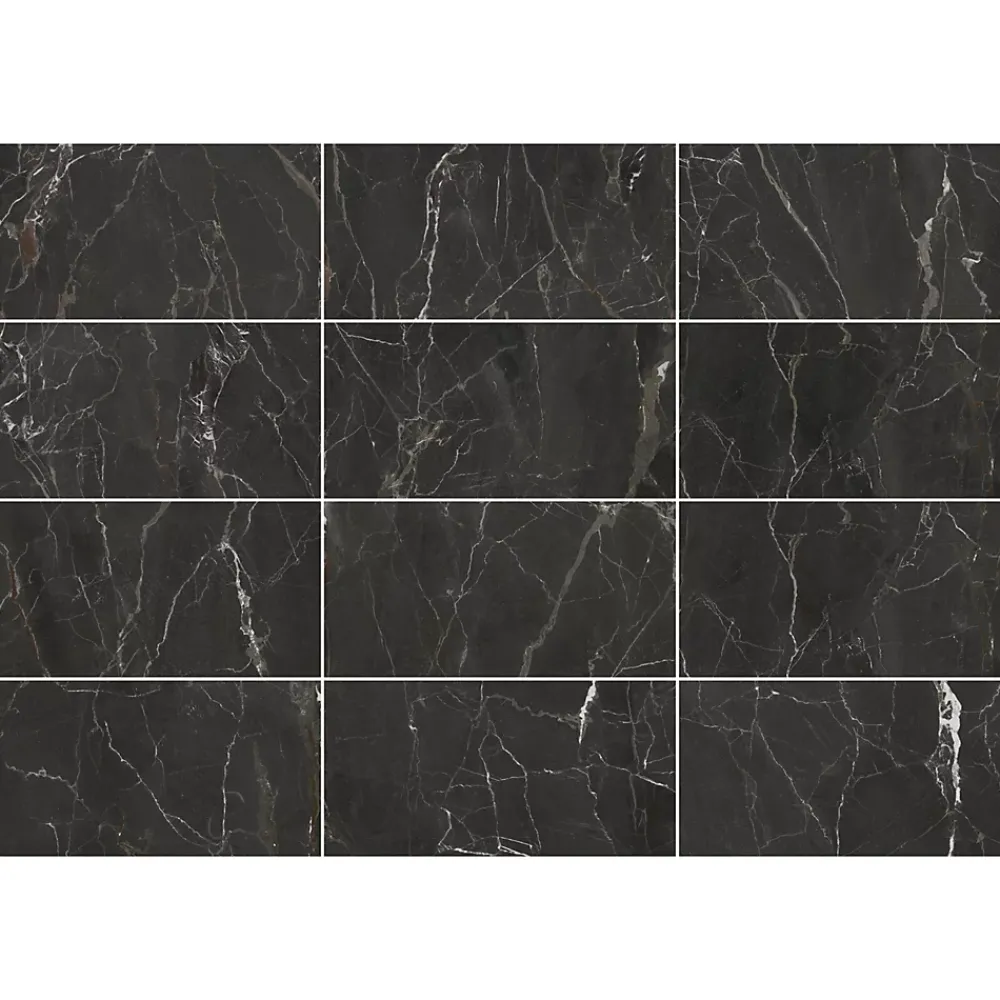 GoodHome Carrelage sol et mur effet marbre anthracite brillant L.61,3 x l.30,3 cm x ép.9 mm, Aruma- Carrelage Mural Pour Wc|Carrelage Mural Effet Marbre