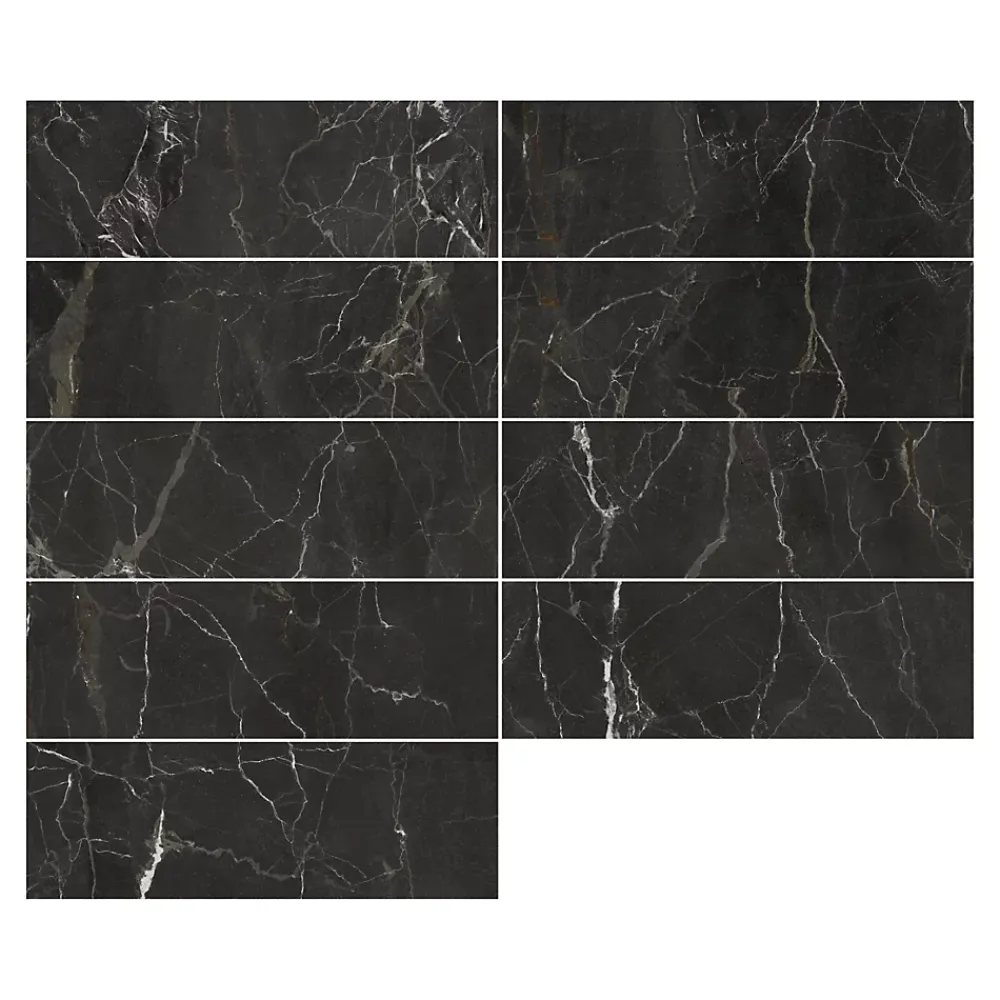 GoodHome Carrelage sol et mur effet marbre anthracite brillant L.61,3 x l.30,3 cm x ép.9 mm, Aruma- Carrelage Mural Pour Wc|Carrelage Mural Effet Marbre