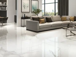 Carrelage sol et mur effet marbre blanc L.120 x l.60 cm x ép.9,4 mm, Pulido- Carrelage Mural Pour Douche|Carrelage Mural Pour Wc