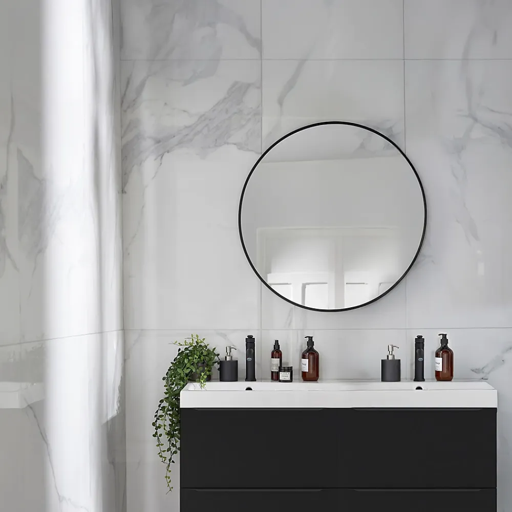 Carrelage sol et mur effet marbre blanc L.120 x l.60 cm x ép.9,4 mm, Pulido- Carrelage Mural Pour Douche|Carrelage Mural Pour Wc