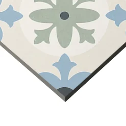 Mykonos Carrelage sol et mur effet carreaux de ciment tons bleus et verts L.45 x l.45 cm x ép.9,5 mm, Mediterranea Javea- Carrelage Mural Pour Douche|Carrelage Mural Pour Wc