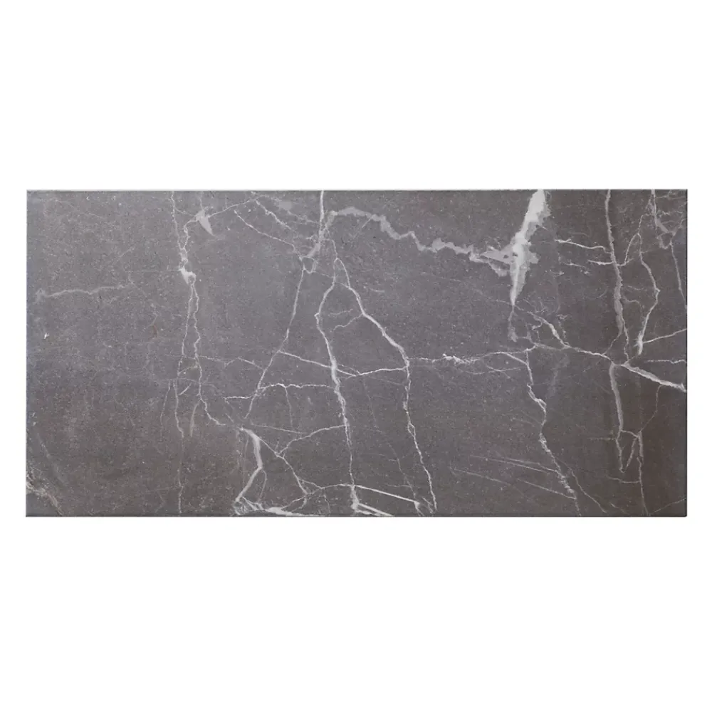 GoodHome Carrelage Mural Pour Pièce À Vivre|Carrelage Mural Effet Marbre<Carrelage sol et mur effet marbre gris brillant L.60 x l.30 cm x ép.9 mm, Aruma
