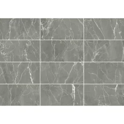 GoodHome Carrelage Mural Pour Pièce À Vivre|Carrelage Mural Effet Marbre<Carrelage sol et mur effet marbre gris brillant L.60 x l.30 cm x ép.9 mm, Aruma