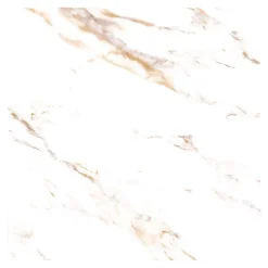 GoodHome Carrelage Mural Effet Marbre|Carrelage Mural Pour Salle De Bains<Carrelage sol et mur effet marbre blanc et doré brillant L.60,8 x l.60,8 cm x ép.8,5 mm - lot de 4, Aruma