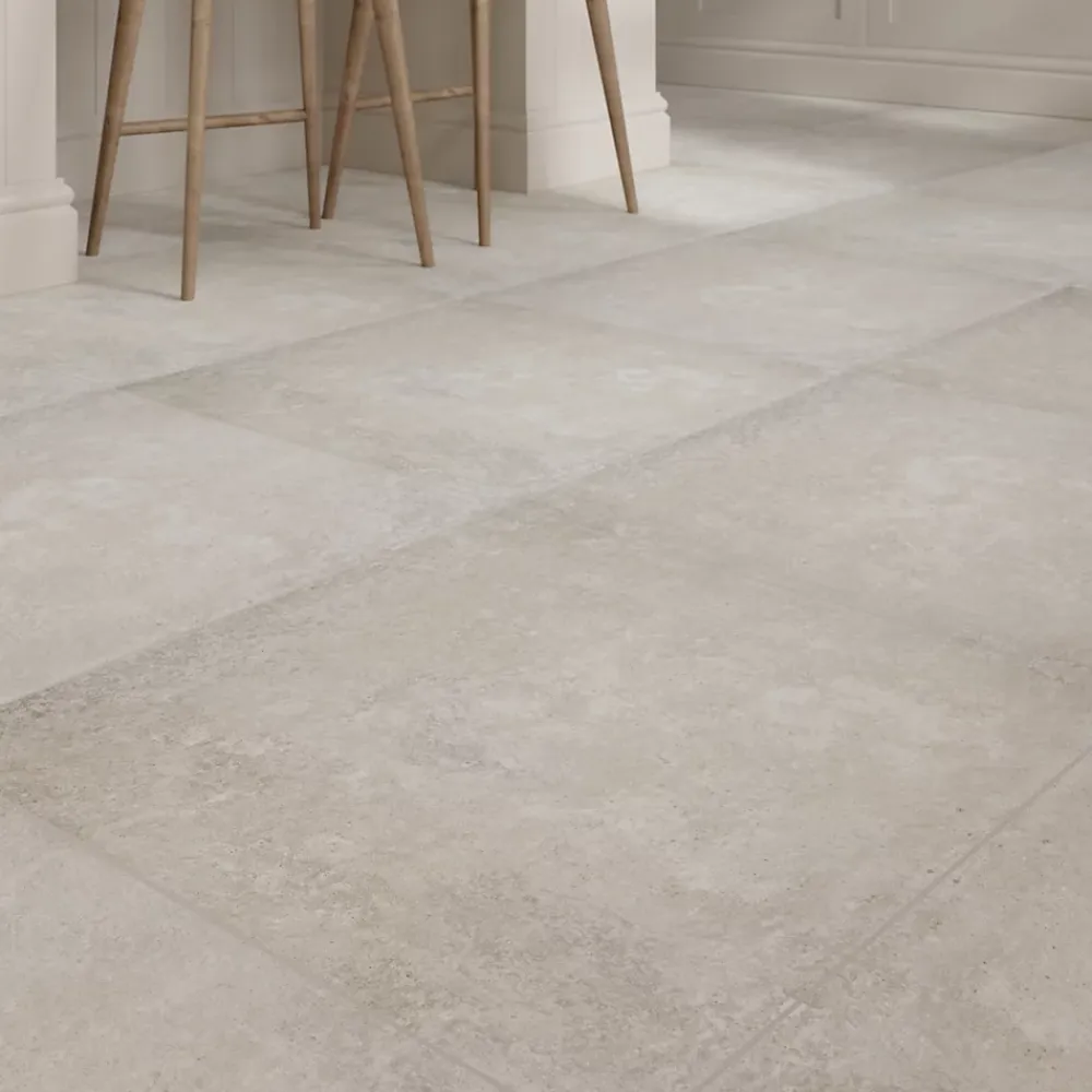 GoodHome Carrelage sol et mur gris clair effet béton L.59,5 x l.59,5 cm x ép.8,7 mm, Arina- Carrelage Mural Effet Béton|Carrelage Sol Effet Béton