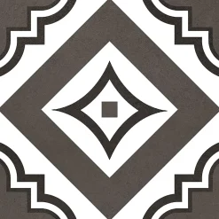 Carrelage sol et mur intérieur effet carreaux de ciment noirs et blancs L.20 x l.20 cm x ép.7,4 mm, Glamour Slate Mix- Carrelage Mural Effet Carreaux De Ciment|Carrelage Mural Pour Pièce À Vivre