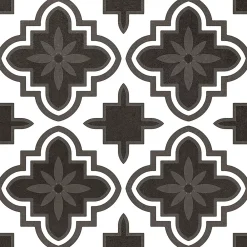 Carrelage sol et mur intérieur effet carreaux de ciment noirs et blancs L.20 x l.20 cm x ép.7,4 mm, Glamour Slate Mix- Carrelage Mural Effet Carreaux De Ciment|Carrelage Mural Pour Pièce À Vivre