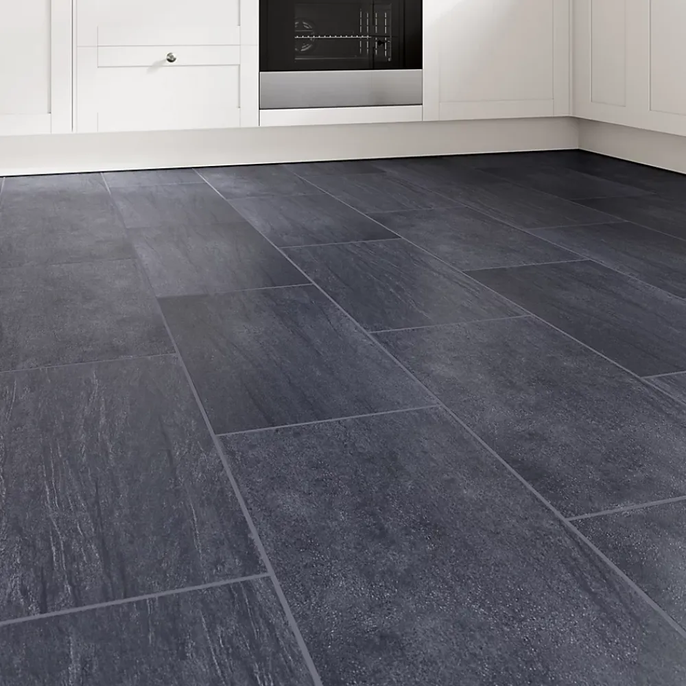 GoodHome Carrelage sol et mur intérieur noir effet pierre L.60 x l.30 cm x ép.9,5 mm, Oikos- Carrelage Mural Pour Wc|Carrelage Mural Effet Pierre