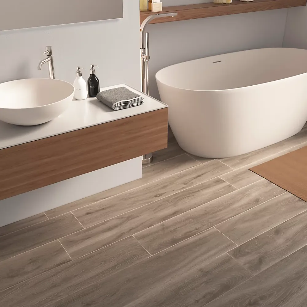 Ecoceramic Carrelage Mural Pour Douche|Carrelage Mural Pour Salle De Bains<Carrelage sol et mur intérieur effet bois taupe mat L.120 x l.20 cm x ép.9 mm, Urbanwood