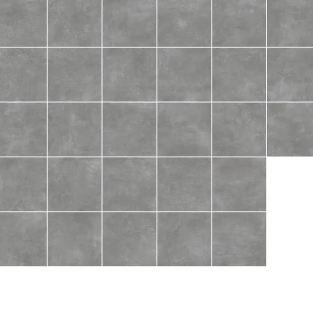 Ecoceramic Carrelage sol et mur intérieur gris moyen effet béton L.60 x l.60 cm x ép.9,5 mm, District- Carrelage Mural Effet Béton|Carrelage Mural Pour Cuisine