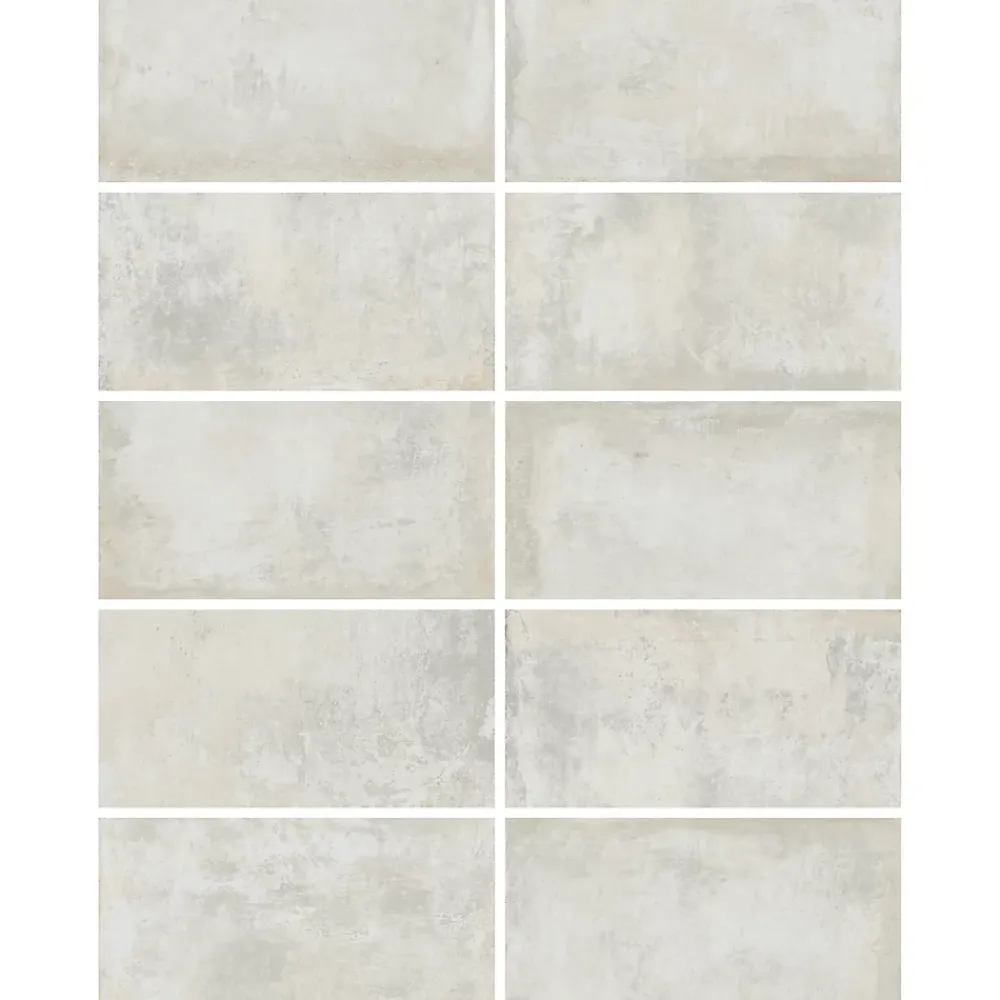 Carrelage Mural Effet Béton|Carrelage Mural Pour Douche<Carrelage sol et mur intérieur en grès cérame émaillé effet béton blanc satin L.61 x l.31 cm x ép.8 mm, Malt