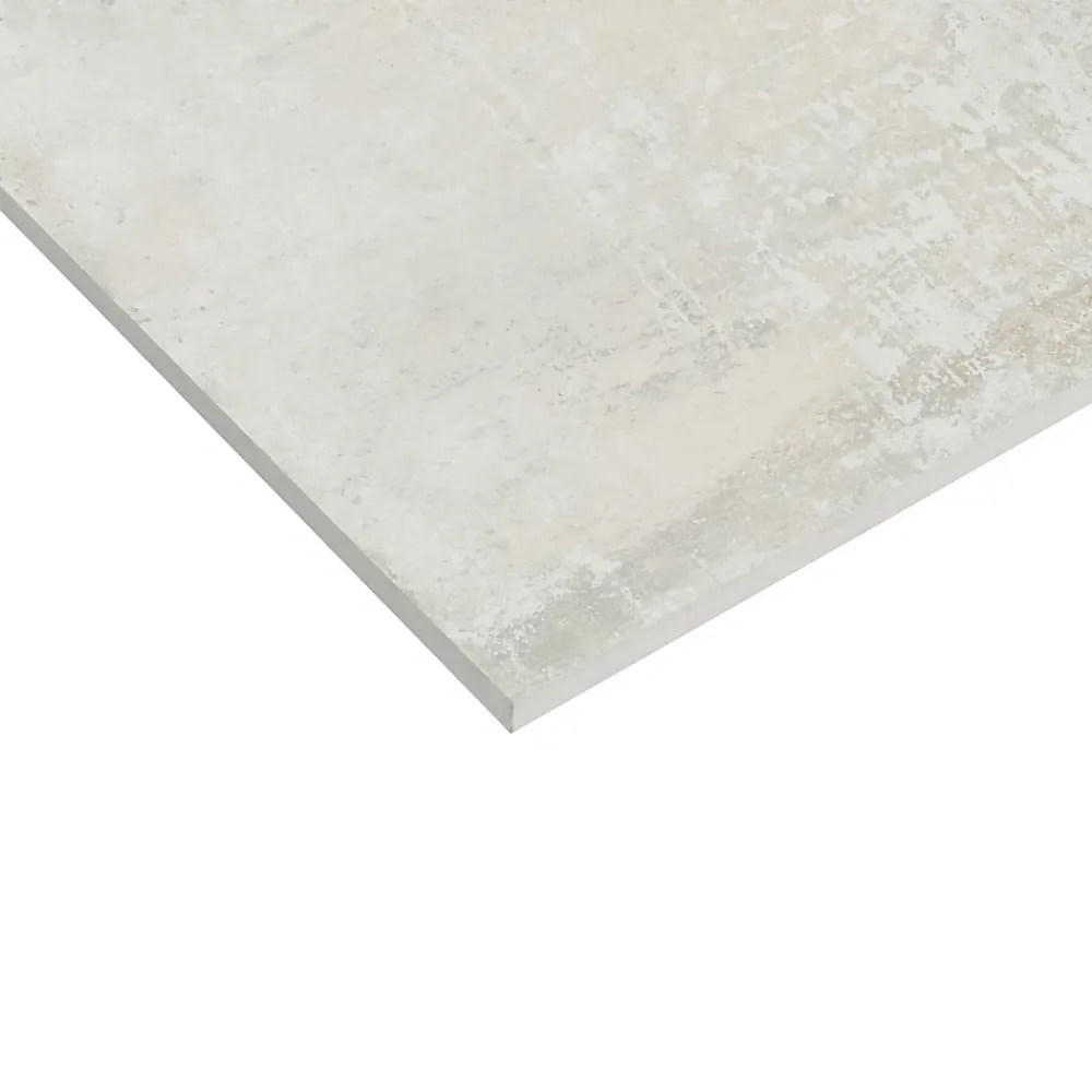 Carrelage Mural Effet Béton|Carrelage Mural Pour Douche<Carrelage sol et mur intérieur en grès cérame émaillé effet béton blanc satin L.61 x l.31 cm x ép.8 mm, Malt