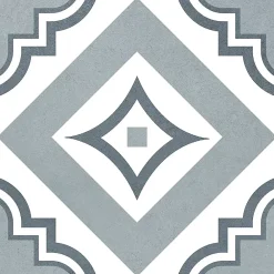 Carrelage sol et mur intérieur effet carreaux de ciment tons bleus L.20 x l.20 cm x ép.7,4 mm, Glamour Océan Mix- Carrelage Mural Effet Carreaux De Ciment|Carrelage Mural Pour Cuisine