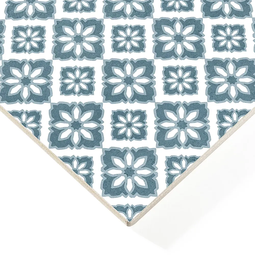 Carrelage sol et mur intérieur effet carreaux de ciment tons bleus L.20 x l.20 cm x ép.7,4 mm, Glamour Océan Mix- Carrelage Mural Effet Carreaux De Ciment|Carrelage Mural Pour Cuisine