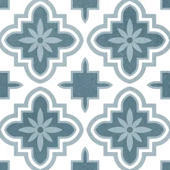 Carrelage sol et mur intérieur effet carreaux de ciment tons bleus L.20 x l.20 cm x ép.7,4 mm, Glamour Océan Mix- Carrelage Mural Effet Carreaux De Ciment|Carrelage Mural Pour Cuisine