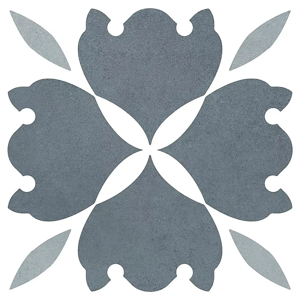 Carrelage sol et mur intérieur effet carreaux de ciment tons bleus L.20 x l.20 cm x ép.7,4 mm, Glamour Océan Mix- Carrelage Mural Effet Carreaux De Ciment|Carrelage Mural Pour Cuisine